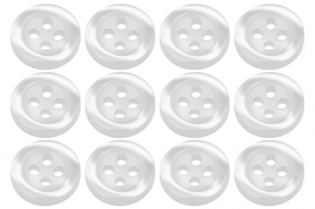 Pack of 12 White 18L 11mm Buttons for Shirts